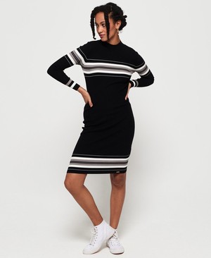 Superdry Hallie Stripe Midi Női Ruhák Fekete | GKVYC5872